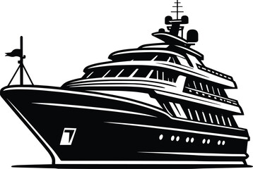 Modern minimal ship boat silhouette vector illustration isolated on a white background