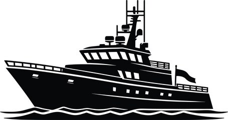Modern minimal ship boat silhouette vector illustration isolated on a white background
