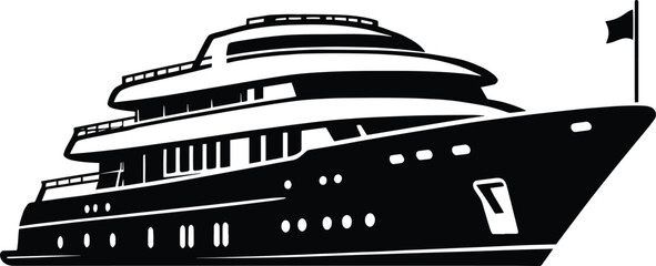 Modern minimal ship boat silhouette vector illustration isolated on a white background