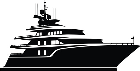 Modern minimal ship boat silhouette vector illustration isolated on a white background