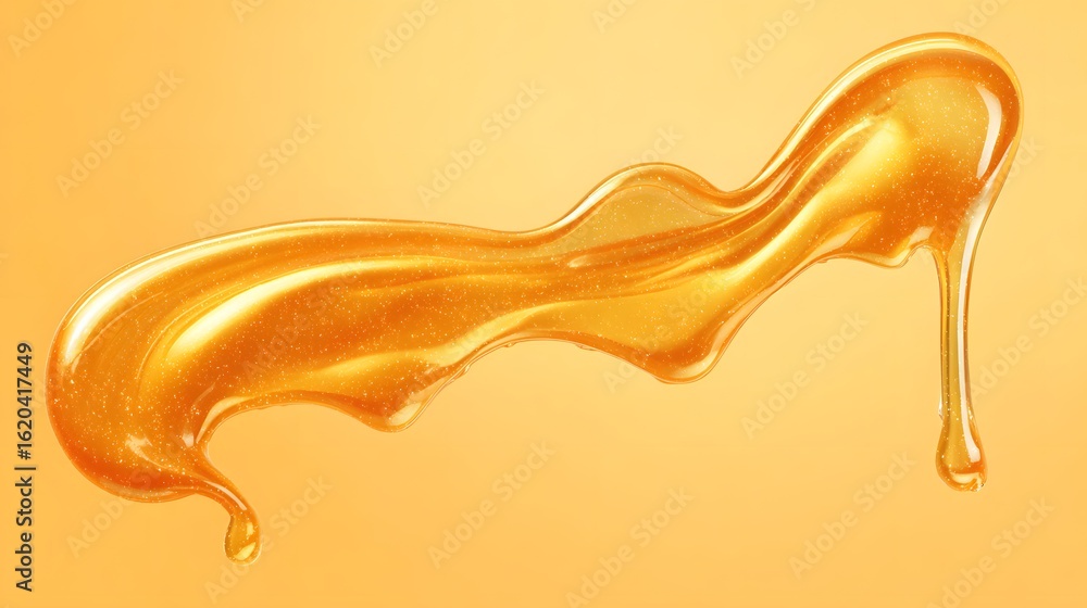 Poster golden liquid drips and flows in a smooth, elegant pattern.