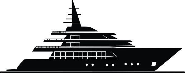 Modern minimal ship boat silhouette vector illustration isolated on a white background