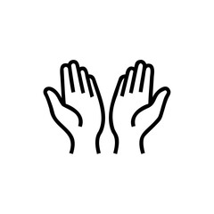 Obraz premium Outline two open hands facing upwards on palm gesture
