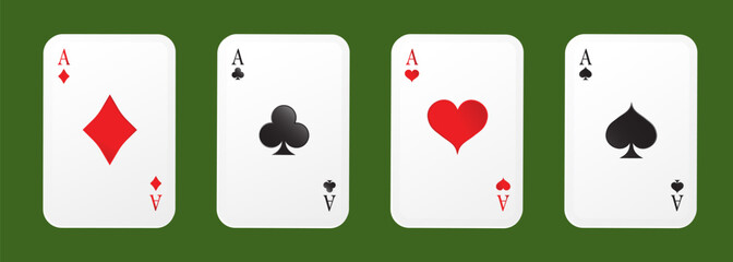 Ace card suit icon vector isolated on green background.