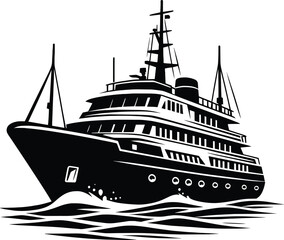 Modern minimal ship boat silhouette vector illustration isolated on a white background