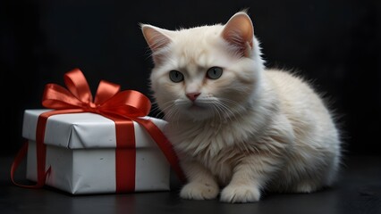 cat with gift box
