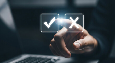 Choosing between yes or no with digital interface and human finger