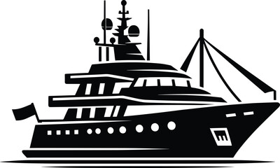 Modern minimal ship boat silhouette vector illustration isolated on a white background