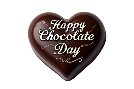 Happy chocolate day heart shaped candy isolated on transparent background