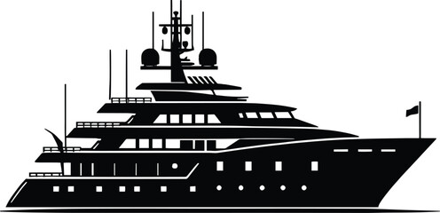 Modern minimal ship boat silhouette vector illustration isolated on a white background