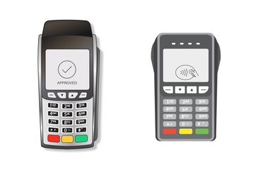 payment terminal machine credit card electronic wireless reader for purchases illustration contactless technology transactions background
