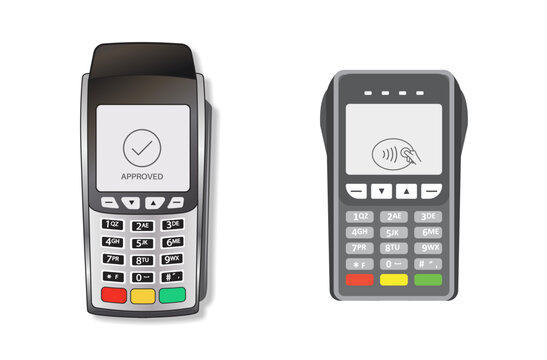 payment terminal machine credit card electronic wireless reader for purchases illustration contactless technology transactions background