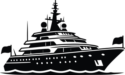 Modern minimal ship boat silhouette vector illustration isolated on a white background