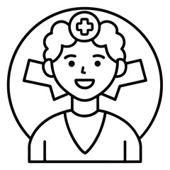 Cartoon doctor with stethoscope illustration vector character face icon