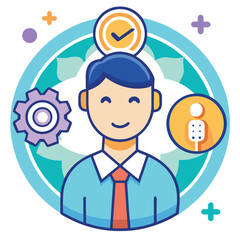 Business people icon business man with speech bubble business man and woman vector illustration cartoon design teamwork communication concept