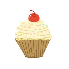 Delicious cupcake with colorful frosting and sprinkles. Perfect for birthday designs, bakery branding, menu illustrations, and sweet-themed decorations.
