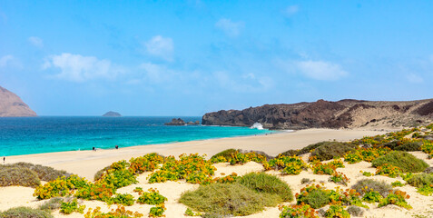 Beach "Las Conchas" on the canary island "La Graciosa" right next zu Lanzarote.