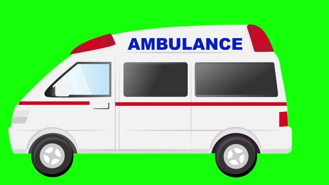Running emergency ambulance - red