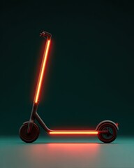 Futuristic Electric Scooter with Neon Lights on Dark Background