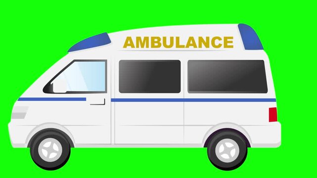 Running emergency ambulance - blue
