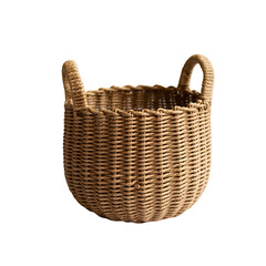 Obraz premium Woven basket with curved handles and neutral texture isolated on a transparent background wicker natural