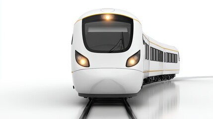 Modern High-Speed Train on Track with Sleek Design and White Finish
