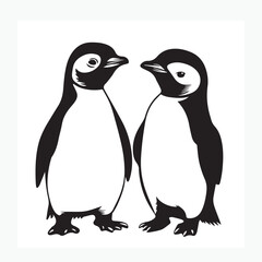 Naklejka premium two penguins on a white background