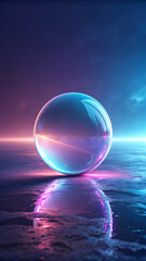Orb Reflecting Neon Light Ambiance