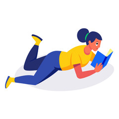 Colorful vector illustration of a person resting on their stomach