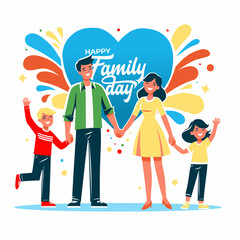 Vector illustration of a happy family celebrating American Family Day