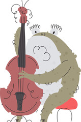 A Whimsical Frog Musician. Cartoon Illustration of a Frog Playing Cello.
