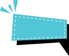 Abstract blue banner with dashed white border and burst design element