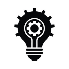 Lightbulb gear idea symbol isolated on white background