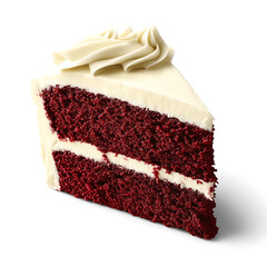 Slice of Red Velvet Cake with Cream Cheese Frosting