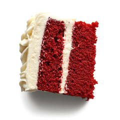Slice of Red Velvet Cake with Cream Cheese Frosting
