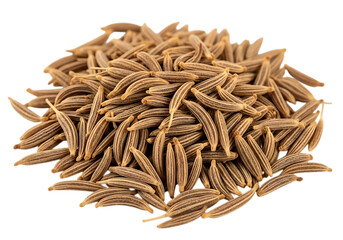 Pile of caraway seeds isolated on transparent background
