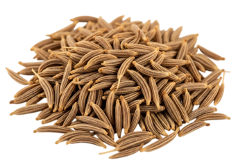 Pile of caraway seeds isolated on transparent background