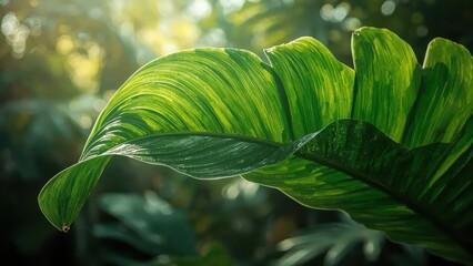 Green Tropical Leaves Sunlight Natural Light Jungle Rainforest Flora Vegetation Organic Environment Ecology Botanical Plant Growth Nature Photography
