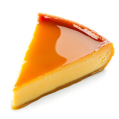 Slice of Caramel Custard Pie with Golden Glaze