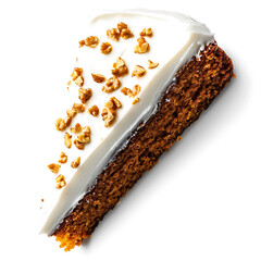 Slice of Carrot Cake with Cream Cheese Frosting and Walnut Topping