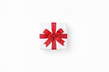 Present White Gift Box Red Ribbon Bow Holiday Christmas Birthday Celebration Surprise Wrapping Package Festive Giving Generosity Love Thoughtful

