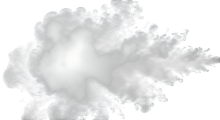 Abstract white smoke explosion isolated on transparent background