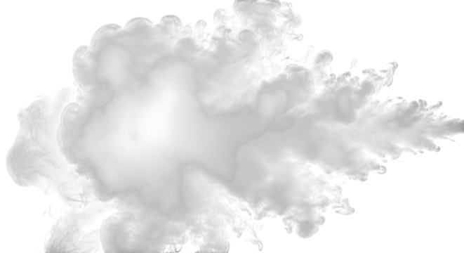 Abstract white smoke explosion isolated on transparent background