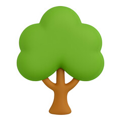 3d green tree icon isolated on transparent background. Environment or forest concept