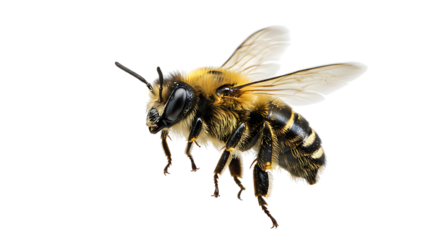 A bee flying isolated on transparent background