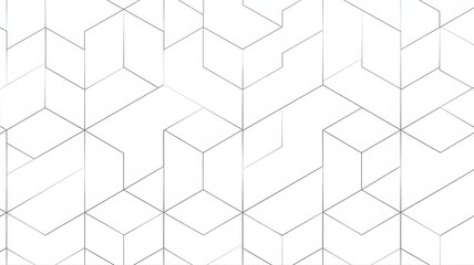 Seamless 3D Cube Line Art Pattern – Geometric Optical Illusion on White Background