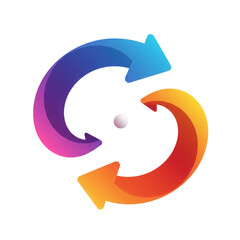 Abstract loop arrows logo design featuring swirling motion isolated PNG with Transparent Background