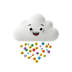 Happy cloud emitting emojis isolated PNG with Transparent Background