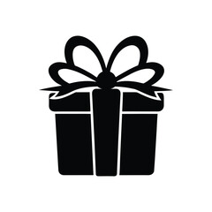 Christmas or Holiday Gift Silhouette on White Background