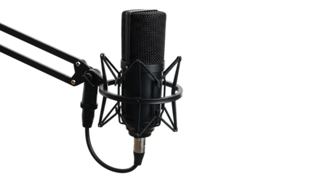 Professional studio microphone isolated on transparent background